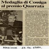 Medaglia di Cossiga al premio Quarrata